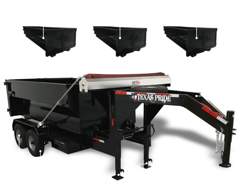 16k lb GVWR 7’x14’ Gooseneck Roll Off Trailer with Dumpsters On Sale